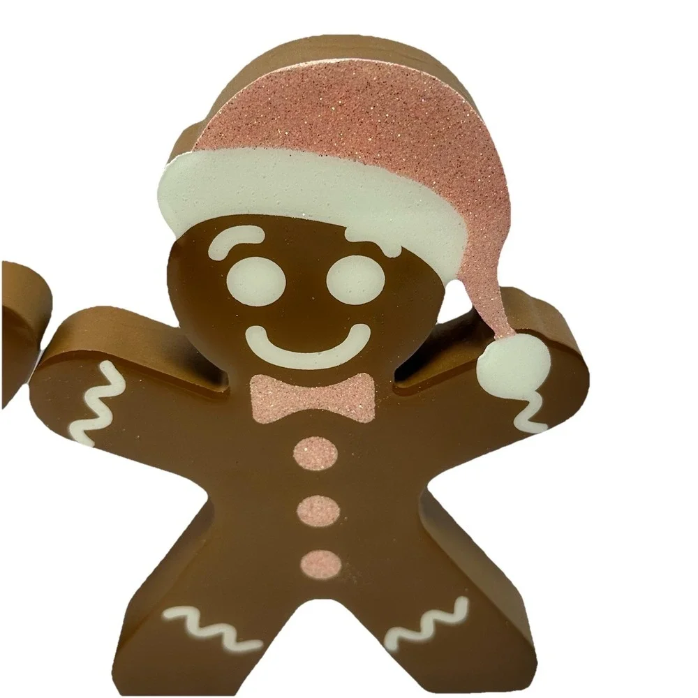Quill to Paper Gingerbread Boy Girl Christmas Decor Set Pink Glitter